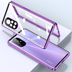 Coque Rebord Bumper Luxe Aluminum Metal Miroir 360 Degres Housse Etui Aimant M01 pour Huawei Nova 8 5G Violet