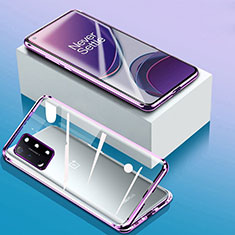 Coque Rebord Bumper Luxe Aluminum Metal Miroir 360 Degres Housse Etui Aimant M01 pour OnePlus 8T 5G Violet