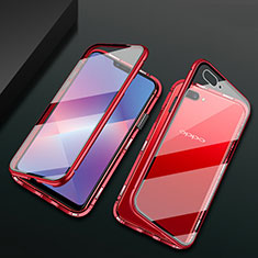 Coque Rebord Bumper Luxe Aluminum Metal Miroir 360 Degres Housse Etui Aimant M01 pour Oppo A12e Rouge