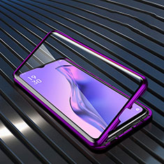 Coque Rebord Bumper Luxe Aluminum Metal Miroir 360 Degres Housse Etui Aimant M01 pour Oppo A31 Violet