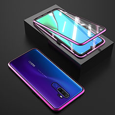 Coque Rebord Bumper Luxe Aluminum Metal Miroir 360 Degres Housse Etui Aimant M01 pour Oppo A5 (2020) Violet