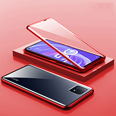 Coque Rebord Bumper Luxe Aluminum Metal Miroir 360 Degres Housse Etui Aimant M01 pour Oppo A53 5G Rouge