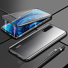 Coque Rebord Bumper Luxe Aluminum Metal Miroir 360 Degres Housse Etui Aimant M01 pour Oppo Find X2 Noir