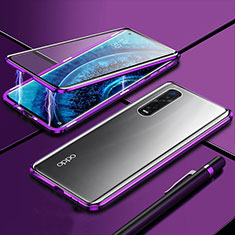 Coque Rebord Bumper Luxe Aluminum Metal Miroir 360 Degres Housse Etui Aimant M01 pour Oppo Find X2 Pro Violet