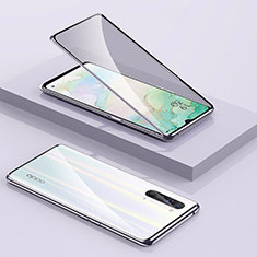 Coque Rebord Bumper Luxe Aluminum Metal Miroir 360 Degres Housse Etui Aimant M01 pour Oppo K7 5G Argent