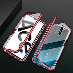 Coque Rebord Bumper Luxe Aluminum Metal Miroir 360 Degres Housse Etui Aimant M01 pour Oppo Reno Ace Rouge