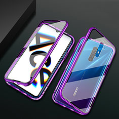 Coque Rebord Bumper Luxe Aluminum Metal Miroir 360 Degres Housse Etui Aimant M01 pour Oppo Reno Ace Violet