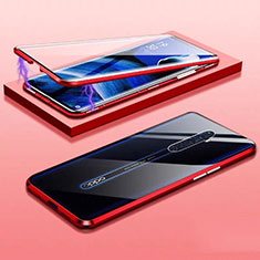 Coque Rebord Bumper Luxe Aluminum Metal Miroir 360 Degres Housse Etui Aimant M01 pour Oppo Reno2 Z Rouge