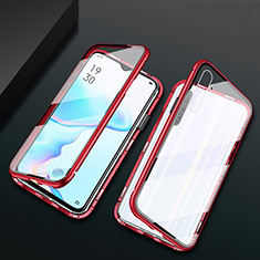 Coque Rebord Bumper Luxe Aluminum Metal Miroir 360 Degres Housse Etui Aimant M01 pour Realme X2 Rouge