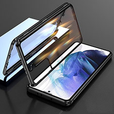 Coque Rebord Bumper Luxe Aluminum Metal Miroir 360 Degres Housse Etui Aimant M01 pour Samsung Galaxy S23 5G Noir