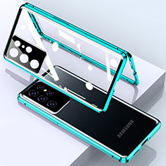 Coque Rebord Bumper Luxe Aluminum Metal Miroir 360 Degres Housse Etui Aimant M01 pour Samsung Galaxy S23 Ultra 5G Vert