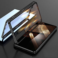 Coque Rebord Bumper Luxe Aluminum Metal Miroir 360 Degres Housse Etui Aimant M01 pour Samsung Galaxy S25 Plus 5G Noir