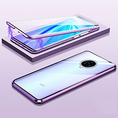 Coque Rebord Bumper Luxe Aluminum Metal Miroir 360 Degres Housse Etui Aimant M01 pour Vivo Nex 3 5G Violet