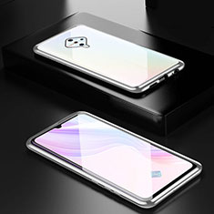 Coque Rebord Bumper Luxe Aluminum Metal Miroir 360 Degres Housse Etui Aimant M01 pour Vivo S1 Pro Argent