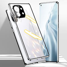 Coque Rebord Bumper Luxe Aluminum Metal Miroir 360 Degres Housse Etui Aimant M01 pour Xiaomi Mi 11 Lite 4G Argent