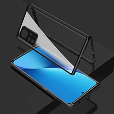 Coque Rebord Bumper Luxe Aluminum Metal Miroir 360 Degres Housse Etui Aimant M01 pour Xiaomi Mi 12 5G Noir