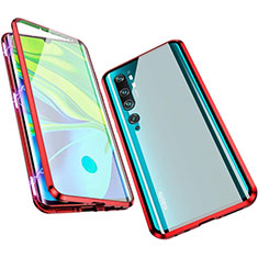 Coque Rebord Bumper Luxe Aluminum Metal Miroir 360 Degres Housse Etui Aimant M01 pour Xiaomi Mi Note 10 Pro Rouge