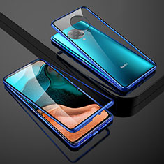 Coque Rebord Bumper Luxe Aluminum Metal Miroir 360 Degres Housse Etui Aimant M01 pour Xiaomi Redmi K30 Pro Zoom Bleu