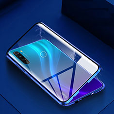 Coque Rebord Bumper Luxe Aluminum Metal Miroir 360 Degres Housse Etui Aimant M01 pour Xiaomi Redmi Note 8 (2021) Bleu