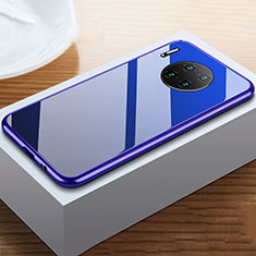 Coque Rebord Bumper Luxe Aluminum Metal Miroir 360 Degres Housse Etui Aimant M02 pour Huawei Mate 30 5G Bleu