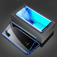 Coque Rebord Bumper Luxe Aluminum Metal Miroir 360 Degres Housse Etui Aimant M02 pour Huawei Mate 40 Lite 5G Bleu