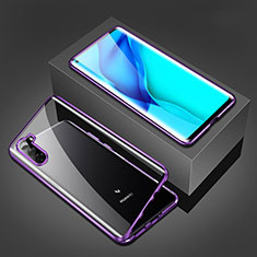 Coque Rebord Bumper Luxe Aluminum Metal Miroir 360 Degres Housse Etui Aimant M02 pour Huawei Mate 40 Lite 5G Violet