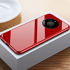 Coque Rebord Bumper Luxe Aluminum Metal Miroir 360 Degres Housse Etui Aimant M02 pour Huawei Mate 40E Pro 4G Rouge