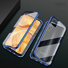 Coque Rebord Bumper Luxe Aluminum Metal Miroir 360 Degres Housse Etui Aimant M02 pour Huawei Nova 6 SE Bleu