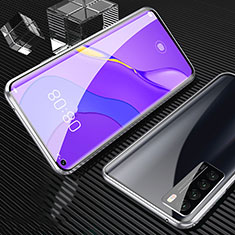 Coque Rebord Bumper Luxe Aluminum Metal Miroir 360 Degres Housse Etui Aimant M02 pour Huawei Nova 7 5G Argent