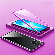 Coque Rebord Bumper Luxe Aluminum Metal Miroir 360 Degres Housse Etui Aimant M02 pour Huawei Nova 8 SE 5G Violet