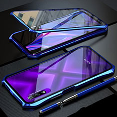 Coque Rebord Bumper Luxe Aluminum Metal Miroir 360 Degres Housse Etui Aimant M02 pour Huawei P Smart Z (2019) Bleu