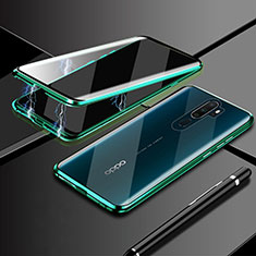 Coque Rebord Bumper Luxe Aluminum Metal Miroir 360 Degres Housse Etui Aimant M02 pour Oppo A11X Vert