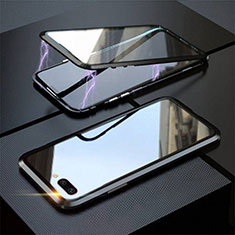 Coque Rebord Bumper Luxe Aluminum Metal Miroir 360 Degres Housse Etui Aimant M02 pour Oppo A12e Noir