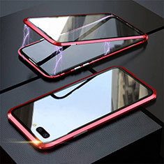 Coque Rebord Bumper Luxe Aluminum Metal Miroir 360 Degres Housse Etui Aimant M02 pour Oppo A5 Rouge