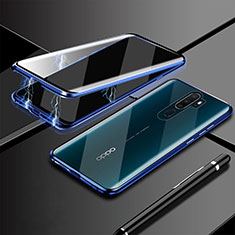 Coque Rebord Bumper Luxe Aluminum Metal Miroir 360 Degres Housse Etui Aimant M02 pour Oppo A9 (2020) Bleu