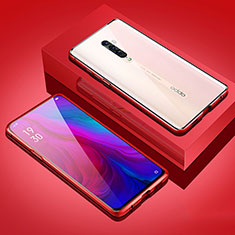 Coque Rebord Bumper Luxe Aluminum Metal Miroir 360 Degres Housse Etui Aimant M02 pour Oppo Reno2 Rouge