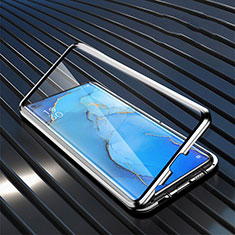 Coque Rebord Bumper Luxe Aluminum Metal Miroir 360 Degres Housse Etui Aimant M02 pour Oppo Reno3 Pro Argent