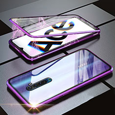 Coque Rebord Bumper Luxe Aluminum Metal Miroir 360 Degres Housse Etui Aimant M02 pour Realme X2 Pro Violet