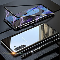Coque Rebord Bumper Luxe Aluminum Metal Miroir 360 Degres Housse Etui Aimant M02 pour Samsung Galaxy Note 10 Noir