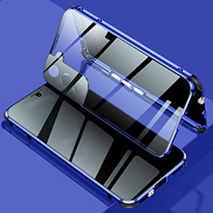 Coque Rebord Bumper Luxe Aluminum Metal Miroir 360 Degres Housse Etui Aimant M02 pour Samsung Galaxy S21 Plus 5G Bleu