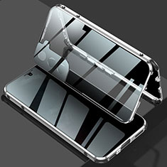 Coque Rebord Bumper Luxe Aluminum Metal Miroir 360 Degres Housse Etui Aimant M02 pour Samsung Galaxy S22 Plus 5G Argent