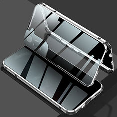 Coque Rebord Bumper Luxe Aluminum Metal Miroir 360 Degres Housse Etui Aimant M02 pour Samsung Galaxy S24 5G Argent