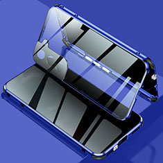 Coque Rebord Bumper Luxe Aluminum Metal Miroir 360 Degres Housse Etui Aimant M02 pour Samsung Galaxy S25 5G Bleu