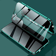 Coque Rebord Bumper Luxe Aluminum Metal Miroir 360 Degres Housse Etui Aimant M02 pour Samsung Galaxy S25 5G Vert