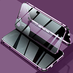 Coque Rebord Bumper Luxe Aluminum Metal Miroir 360 Degres Housse Etui Aimant M02 pour Samsung Galaxy S25 5G Violet