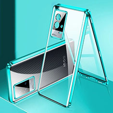 Coque Rebord Bumper Luxe Aluminum Metal Miroir 360 Degres Housse Etui Aimant M02 pour Vivo iQOO 8 5G Vert