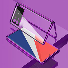 Coque Rebord Bumper Luxe Aluminum Metal Miroir 360 Degres Housse Etui Aimant M02 pour Vivo iQOO 9 5G Violet