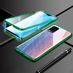 Coque Rebord Bumper Luxe Aluminum Metal Miroir 360 Degres Housse Etui Aimant M02 pour Vivo V20 Pro 5G Vert