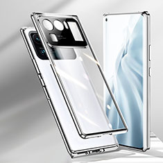 Coque Rebord Bumper Luxe Aluminum Metal Miroir 360 Degres Housse Etui Aimant M02 pour Xiaomi Mi 11 Ultra 5G Argent