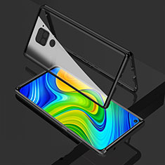 Coque Rebord Bumper Luxe Aluminum Metal Miroir 360 Degres Housse Etui Aimant M02 pour Xiaomi Redmi Note 9 Noir